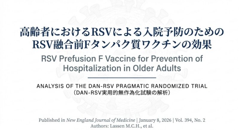 高齢者におけるRSVによる入院予防のためのRSV融合前Fタンパク質ワクチンの効果:DAN-RSV実用的無作為化試験の解析)のアイキャッチ画像