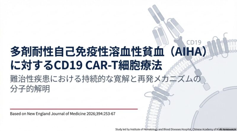 多剤耐性自己免疫性溶血性貧血(AIHA)に対するCD19 CAR-T細胞療法:難治性疾患における持続的な寛解と再発メカニズムの分子的解明のアイキャッチ画像