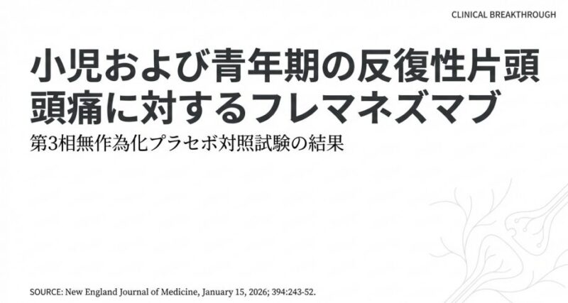 小児および青年期の反復性片頭頭痛に対するフレマネズマブのアイキャッチ画像