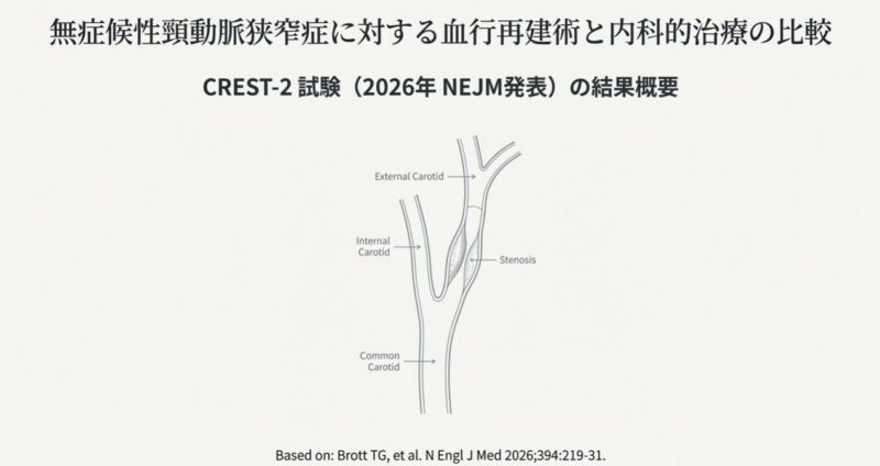 無症候性頸動脈狭窄症に対する血行再建術と内科的治療の比較のアイキャッチ画像