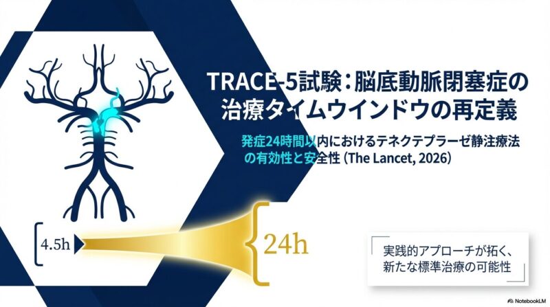 脳底動脈閉塞症に対するテネクテプラーゼ静注療法の有効性と安全性:TRACE-5試験の結果のアイキャッチ画像