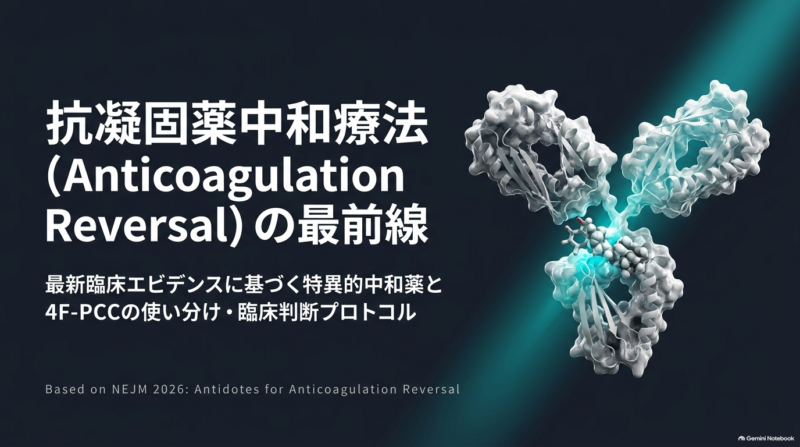 抗凝固薬中和療法（Anticoagulation Reversal）の最新臨床エビデンス｜イダリシズマブ・アンデキサネット・4F-PCCをどう使い分けるかのアイキャッチ画像
