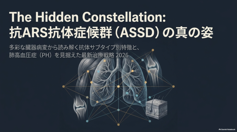 【膠原病・リウマチ内科・呼吸器内科】抗ARS抗体症候群（ASSD）の多彩な臓器病変と肺高血圧症｜Jo-1・PL-7・PL-12など抗体サブタイプ別の特徴と最新治療2026のアイキャッチ画像