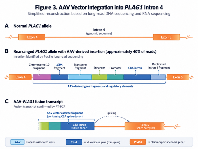 PLAG1イントロン4に組み込まれたAAV由来DNAの再構成構造とAAV–PLAG1融合RNAの形成機序